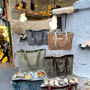 2024 nouveauté Style coréen femmes toile sac à main rayé grande capacité rétro élégant épaule fourre-tout pour printemps été - Product Image 3