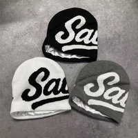 Bonnet Jacquard Tricoté Doublé Soie Noir Fabricant Y2K Chapeaux Satin Avec Doublure en Soie Intérieure