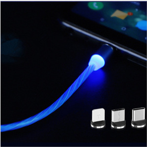 Nouveau câble de données magnétique lumineux à trois ports de charge rapide, transfert de données, trois-en-un, logo, aiguille simple, Chine - Product Image 4