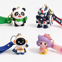 Porte-clés en PVC souple 3D écologiques en gros, motifs animaux mignons, en acier inoxydable, avec logo personnalisé et impression UV pour cadeaux promotionnels