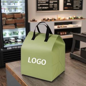 Custom Logo Reusable Thermal Carrier Cooler Tote Aluminum Foil Non Woven Fabric Bag for Food Cake Fresh Produce Delivery - Product Image 1