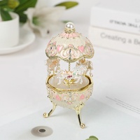SHINNYGIFTS fait à la main en étain métal émail carrousel boîte à musique faveur de mariage et cadeaux d'anniversaire décoratifs pour la maison Souvenir