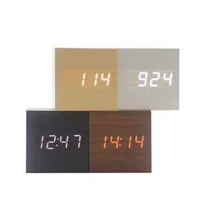 lazy square control small digital clocks wood electronics digital & analog-digital clocks alarm clock for kids sleep