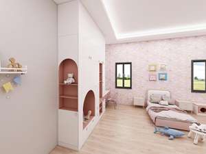 Ensemble de meubles de chambre d'enfant rose moderne avec des caractéristiques de sécurité, armoire modulaire en bois - Product Image 2