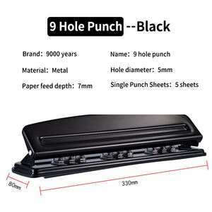 Máy Đục Lỗ 9 Lỗ Tùy Chỉnh Hình Chữ Nhật Tiện Dụng Cho Giấy Kích Thước B5, Máy Đục Lỗ Giấy Buộc Dây Cá Nhân Màu Đen Có Thể Điều Chỉnh, Máy Đục Lỗ 9 Lỗ - Product Image 5