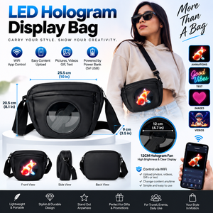 Sac bandoulière avec écran holographique WiFi de 12 cm – Transformez votre sac en écran 3D mobile HoloPack HoloBag Sac à écran holographique - Product Image 1