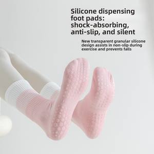 Calcetines <span class=keywords><strong>de</strong></span> Yoga Antideslizantes Two Wolves para Unisex, Calcetines Deportivos <span class=keywords><strong>de</strong></span> Ballet, Calcetines <span class=keywords><strong>de</strong></span> Algodón/PVC <span class=keywords><strong>de</strong></span> Punto Plano, Calcetines Antideslizantes hasta la Pantorrilla, Calcetines Antiolor - Product Image 2