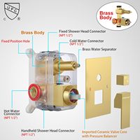 Ensemble de douche thermostatique en or brossé CE avec emballage personnalisé, mitigeur de douche à effet pluie de 10 pouces, support pour distributeur, vente en gros