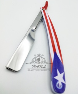 Flag Printed Straight Barber Razor Under Custom Logo Non Disposable Barber Supplies <b>Shaver</b> <b>for</b> <b>Men</b> - Product Image 2