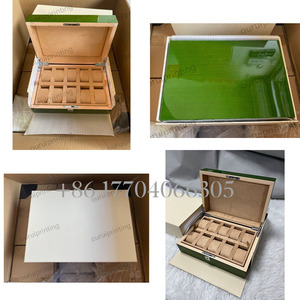 กล่องใส่นาฬิกาทรงสี่เหลี่ยมคุณภาพสูงพรีเมียม พร้อมซับในกำมะหยี่ หนังเทียมอย่างดี กล่องกระดาษสีเขียวอย่างดี - Product Image 6