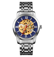 Reloj Mecánico Automático de Lujo para Hombre Skmei 9222, de Acero Dorado, Resistente al Agua, con Diseño de Esqueleto