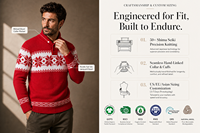 Pull tricoté épais pour homme, motif de Noël, personnalisé ODM/OEM - 100 % coton, séchage rapide, anti-plis, anti-rétrécissement