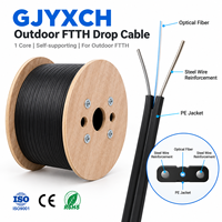 Kabel Fiber Optik Drop FTTH 1 2 4 Core GJYXCH GJXH untuk Solusi Kabel Optik Indoor Outdoor untuk Jaringan Akses