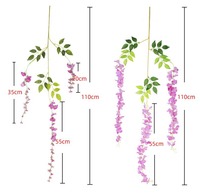 Plante artificielle réaliste de glycine en soie et plastique, pour décoration suspendue intérieure/extérieure, mariage et maison