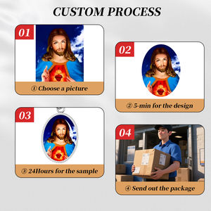 GIVELUCK Ciondolo a Cuore di Gesù in Acciaio Inossidabile per Donna, Regalo Religioso per Matrimonio, Fidanzamento, Anniversario - Product Image 4