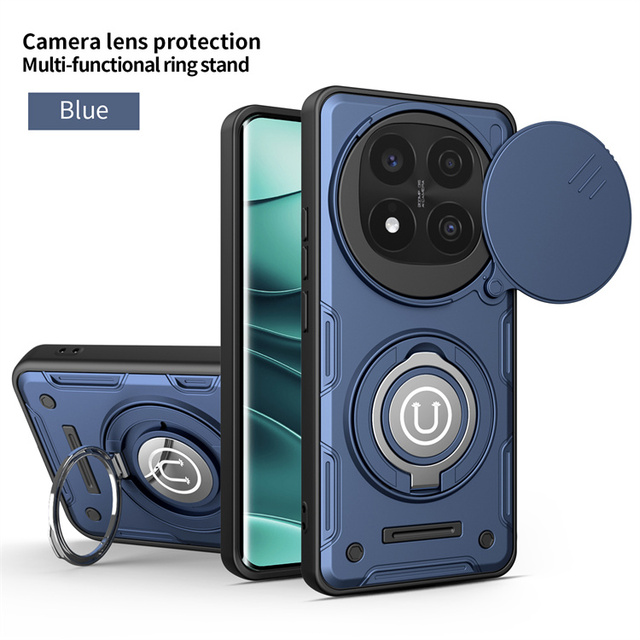 Slide Camera Cover Rugged Phone Case,Rotatable Magnetic Ring Holder Shockproof Protective Cover for XIAOMI Poco X8 Pro/17/17 Pro