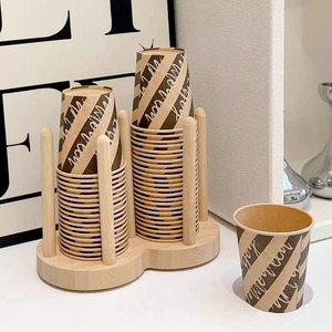 Portavasos de bambú triple apilable para el hogar, cafetería, estante de almacenamiento de escritorio - Product Image 2