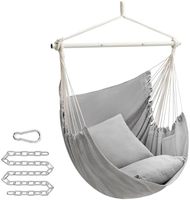 Chaise hamac Grande balançoire avec 2 coussins Chaise suspendue avec chaîne Capacité de charge 330 lb pour intérieur extérieur