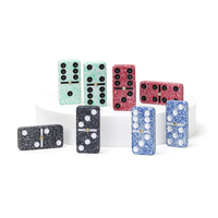 Dominos professionnels personnalisés en marbre bleu veiné double six, 28 pièces, blocs de dominos en marbre coloré pour les jeux de société de puzzle pour enfants