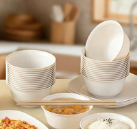 Ensemble de vaisselle en bambou blanc moderne de luxe de haute qualité, tasse, bol, cuillère, assiette, écologique, biodégradable, léger, jetable