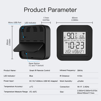 Control Remoto Inteligente IR con Wi-Fi Tuya, con Sensor de Temperatura y Humedad para Aire Acondicionado, TV, Funciona con Alexa y Google Home