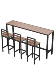 Combinazione <span class=keywords><strong>Tavolo</strong></span> e Sedie in Bambù per Esterni, Set <span class=keywords><strong>da</strong></span> Balcone Lungo e Stretto, Anticorrosione, Resistente al Sole, <span class=keywords><strong>Tavolo</strong></span> Alto Mobile Nero - Product Image 5