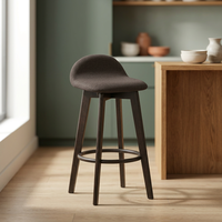 Taburete de Bar Portátil Contemporáneo de Madera, Silla Alta Tapizada en Tela con Respaldo Bajo, Asiento Cómodo para Apartamento, Dormitorio, Comedor, Hotel