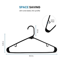 Cintres durables et fins en plastique PP 16x9,25 pouces pour usage quotidien en buanderie, à clip amovible simple niveau, pour vêtements secs/humides, pour salle de bain et armoire