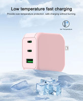 Charger Cepat GaN 65W 45W PD3.0 2C1A untuk iPhone PC Adaptor Perjalanan Pintar FCC 100-240V OEM Laris Terjual