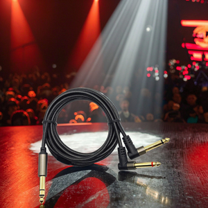 Câble audio <span class=keywords><strong>TRS</strong></span> stéréo mâle plaqué or 6.35mm 1/4 "vers double 2X6.35mm 1/4" mâle TS <span class=keywords><strong>Mono</strong></span> 90 degrés à angle droit en Y - Product Image 5
