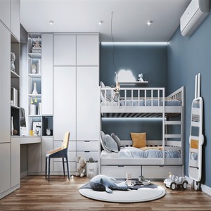 Armoire sur mesure double BALOM pour chambre à coucher, avec double rangement et double design, pour garçons et filles jumeaux - Product Image 1