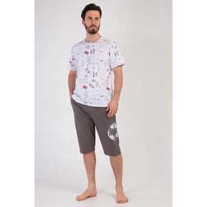 Conjunto de Camiseta de Manga Corta y Pantalones Capri para Hombre, con Bolsillos, Cuello Redondo, Transpirable, Estampado Veraniego - Product Image 5