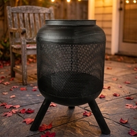 Panier à feu populaire en acier au carbone 2026 pour barbecue, fête, bois de chauffage, noir avec pique-foyer