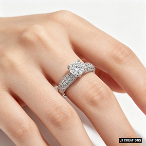 Anillo de Compromiso y Boda Personalizado de Oro Sólido S925/10K/14K/18K con Diamante Redondo de 1.0CT Cultivado en Laboratorio, Engastado con Puntas, Certificado por IGI - Product Image 5
