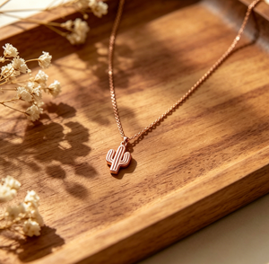 Collar de Cactus de Acero Inoxidable, Chapado en Oro de 18K, Delicado Collar con Colgante de Cactus <span class=keywords><strong>Saguaro</strong></span>, Cadena Minimalista para Clavícula para <span class=keywords><strong>Mujer</strong></span> - Product Image 3