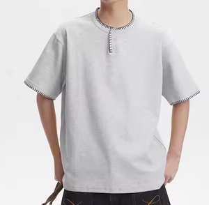 Bán Buôn Tùy Chỉnh Quần Áo Trang Web Cho Nam Giới Củ<span class=keywords><strong>a</strong></span> 2025 Thiết Kế Thời Trang Ngắn Tay Dệt Kim T-Shirts 100% Cotton Giản Dị Áo Sơ Mi OEM - Product Image 3