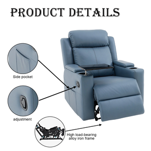 Home Theater Loveseat Top Fabric Power Silla reclinable Reposacabezas Taza Bandeja de carga USB Mesa para juegos de películas - Product Image 6