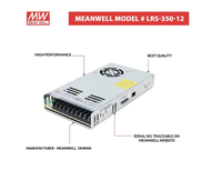Alimentation à découpage MeanWell LRS 350 12 348W 12V 29A à boîtier métallique pour l'automatisation industrielle, les systèmes LED et le contrôle CNC