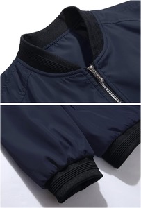 Veste universitaire à fermeture à glissière à col montant personnalisée de haute qualité pour hommes nouveau design solide tissé collé pour le printemps - Product Image 3