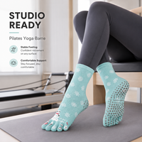 Chaussettes antidérapantes à cinq doigts personnalisées avec semelle en silicone pour yoga, pilates et barre, marque privée OEM, faible MOQ