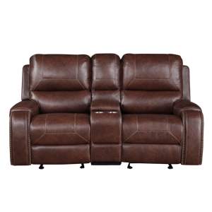 DB Keily Manual <b>Reclining</b> Glider Loveseat Set Dark Brown Modern Sectional Sofa Extendable Feature Synthetic Leather for Living R - Product Image 3