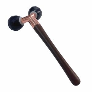 Masseur facial en obsidienne noire à double boule en forme de Y, pierre précieuse rafraîchissante, coupe facettée - Product Image 4