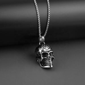 Colliers pendentifs design tête de crâne, bijoux punk hip-hop, accessoires pour garçons, bijoux gothiques en acier inoxydable moulé - Product Image 2