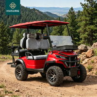 Voiturette de golf électrique 6 places certifiée CE, suspension rehaussée, roues tout-terrain, transport en zone fermée, performances d'élite