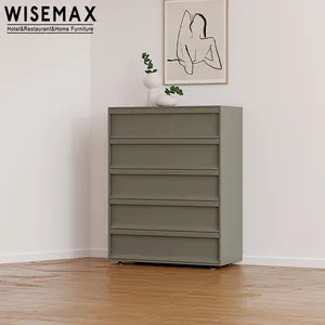 WISEMAX FURNITURE Modern living room furniture Green color cube wood frame study room bedroom cabinet with 5 drawers