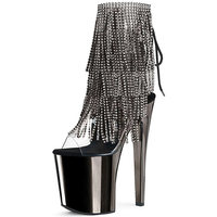 Chaussures de pole dance sexy à franges pour femmes, bottines à talons très hauts de 20 cm, plateforme, bottes pour strip-teaseuses