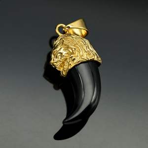 Hiphop 316L Stainless Steel <strong>lion</strong> Head Resin Wolf Teeth <strong>Pendant</strong> - Product Image 4