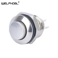 Bouton poussoir métallique étanche IP65 en acier inoxydable, momentané, 1NO, 2A, diamètre 10mm, à tête haute, pour appareil électrique
