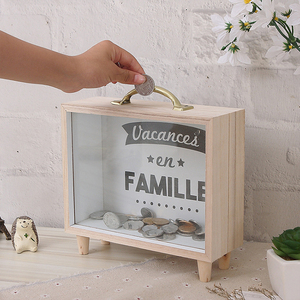 Tirelires pour enfants, coffres-forts en bois personnalisables, tirelires ATM avec panneau en verre, emballage personnalisé, fabrication artisanale, logo personnalisé, rectangle - Product Image 4