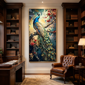 Modern <b>Islamic</b> Indian Style Peacock Wall Art Divine Crystal Porcelain Painting Symbol LED Wall Decor for Home Hotel decor - Product Image 5